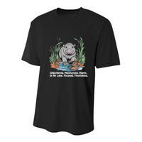 Unbothered Moo Deng Bouncy Pig Meme Cute Baby Hippo Viral Youth Performance Sprint T-Shirt