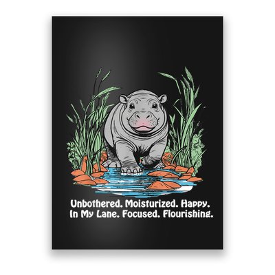 Unbothered Moo Deng Bouncy Pig Meme Cute Baby Hippo Viral Poster