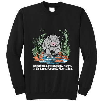 Unbothered Moo Deng Bouncy Pig Meme Cute Baby Hippo Viral Tall Sweatshirt