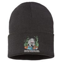 Unbothered Moo Deng Bouncy Pig Meme Cute Baby Hippo Viral Sustainable Knit Beanie