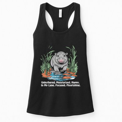 Unbothered Moo Deng Bouncy Pig Meme Cute Baby Hippo Viral Womens Tank Top