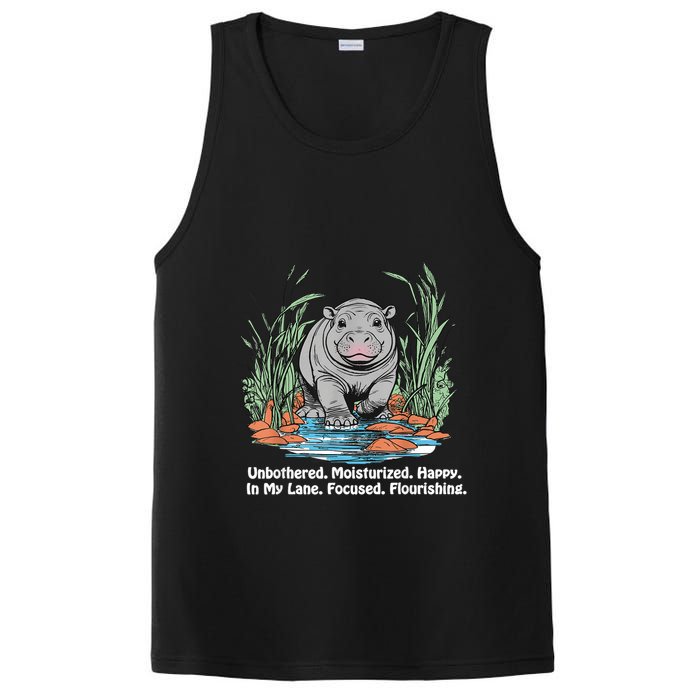 Unbothered Moo Deng Bouncy Pig Meme Cute Baby Hippo Viral PosiCharge Competitor Tank