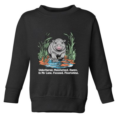 Unbothered Moo Deng Bouncy Pig Meme Cute Baby Hippo Viral Toddler Sweatshirt