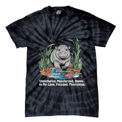 Unbothered Moo Deng Bouncy Pig Meme Cute Baby Hippo Viral Tie-Dye T-Shirt
