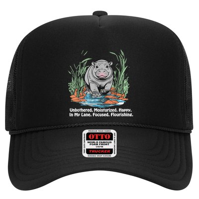 Unbothered Moo Deng Bouncy Pig Meme Cute Baby Hippo Viral Trucker Hat