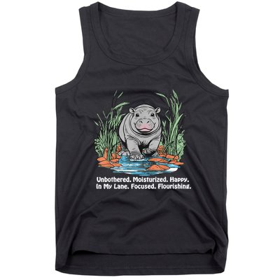 Unbothered Moo Deng Bouncy Pig Meme Cute Baby Hippo Viral Tank Top