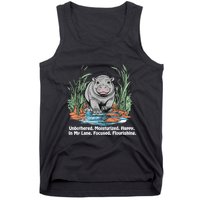 Unbothered Moo Deng Bouncy Pig Meme Cute Baby Hippo Viral Tank Top