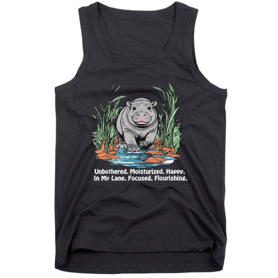 Unbothered Moo Deng Bouncy Pig Meme Cute Baby Hippo Viral Tank Top