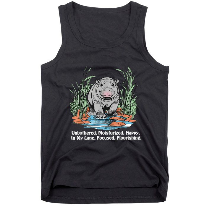 Unbothered Moo Deng Bouncy Pig Meme Cute Baby Hippo Viral Tank Top
