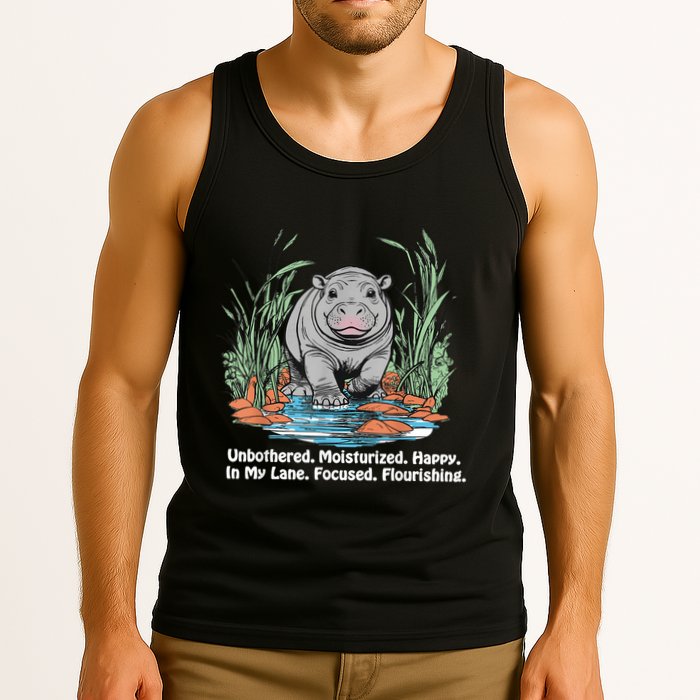 Unbothered Moo Deng Bouncy Pig Meme Cute Baby Hippo Viral Tank Top