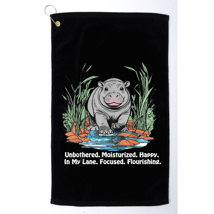 Unbothered Moo Deng Bouncy Pig Meme Cute Baby Hippo Viral Golf Towel