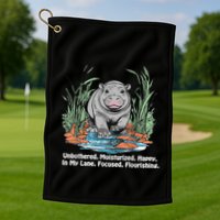 Unbothered Moo Deng Bouncy Pig Meme Cute Baby Hippo Viral Golf Towel