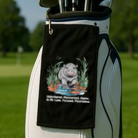 Unbothered Moo Deng Bouncy Pig Meme Cute Baby Hippo Viral Golf Towel