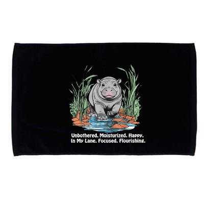 Unbothered Moo Deng Bouncy Pig Meme Cute Baby Hippo Viral Microfiber Hand Towel