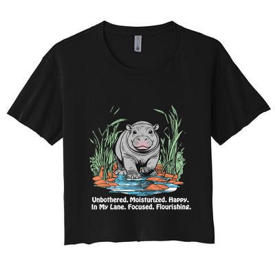 Unbothered Moo Deng Bouncy Pig Meme Cute Baby Hippo Viral Crop Top
