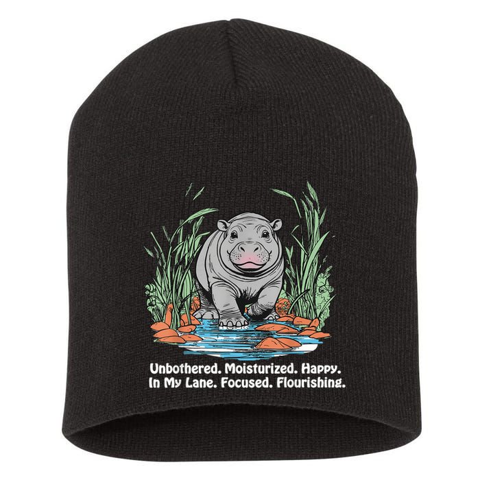 Unbothered Moo Deng Bouncy Pig Meme Cute Baby Hippo Viral Short Acrylic Beanie