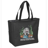 Unbothered Moo Deng Bouncy Pig Meme Cute Baby Hippo Viral Zip Tote Bag