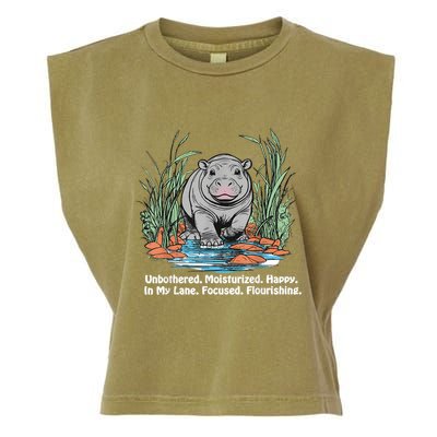 Unbothered Moo Deng Bouncy Pig Meme Cute Baby Hippo Viral Garment-Dyed Women's Muscle Tee