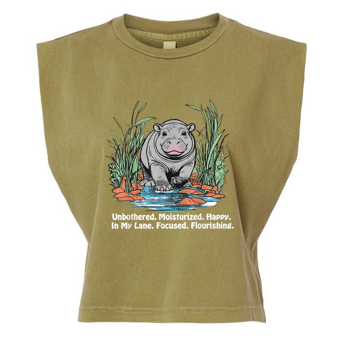 Unbothered Moo Deng Bouncy Pig Meme Cute Baby Hippo Viral Garment-Dyed Women's Muscle Tee