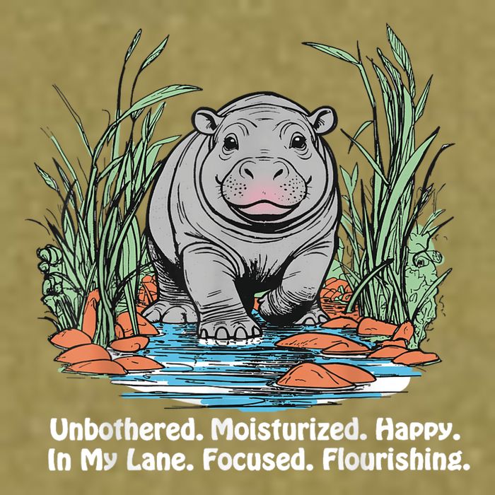 Unbothered Moo Deng Bouncy Pig Meme Cute Baby Hippo Viral Garment-Dyed Women's Muscle Tee