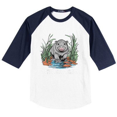 Unbothered Moo Deng Bouncy Pig Meme Cute Baby Hippo Viral Baseball Sleeve Shirt