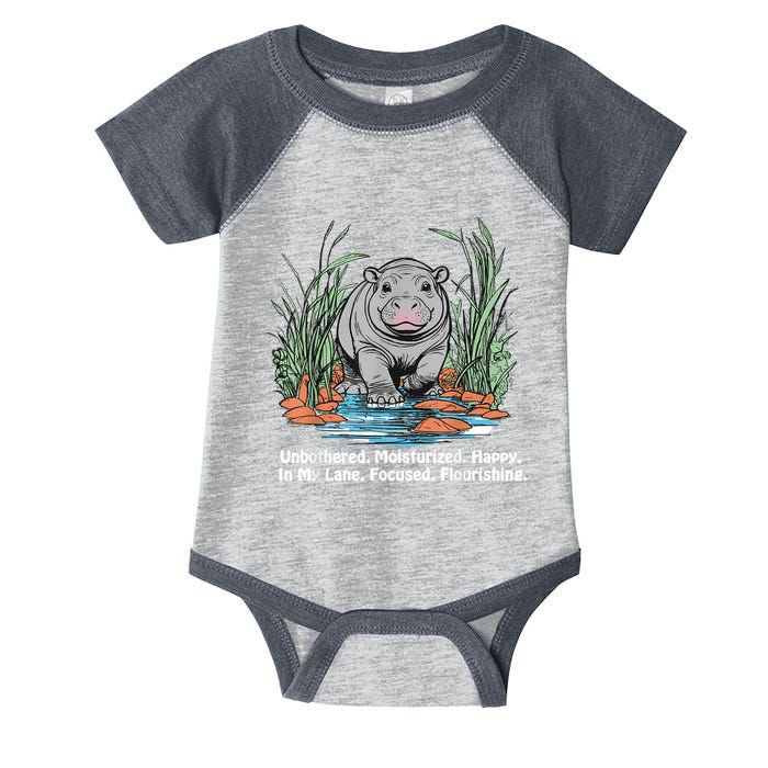 Unbothered Moo Deng Bouncy Pig Meme Cute Baby Hippo Viral Infant Baby Jersey Bodysuit
