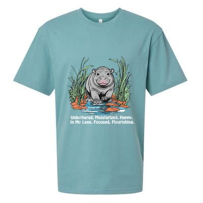 Unbothered Moo Deng Bouncy Pig Meme Cute Baby Hippo Viral Sueded Cloud Jersey T-Shirt