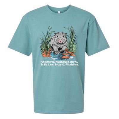 Unbothered Moo Deng Bouncy Pig Meme Cute Baby Hippo Viral Sueded Cloud Jersey T-Shirt