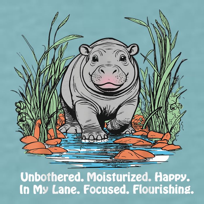 Unbothered Moo Deng Bouncy Pig Meme Cute Baby Hippo Viral Sueded Cloud Jersey T-Shirt