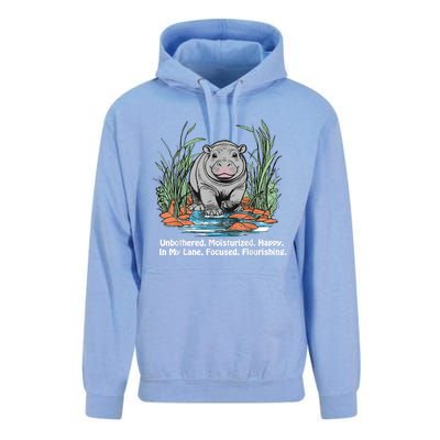 Unbothered Moo Deng Bouncy Pig Meme Cute Baby Hippo Viral Unisex Surf Hoodie