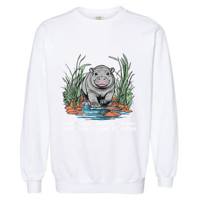 Unbothered Moo Deng Bouncy Pig Meme Cute Baby Hippo Viral Garment-Dyed Sweatshirt
