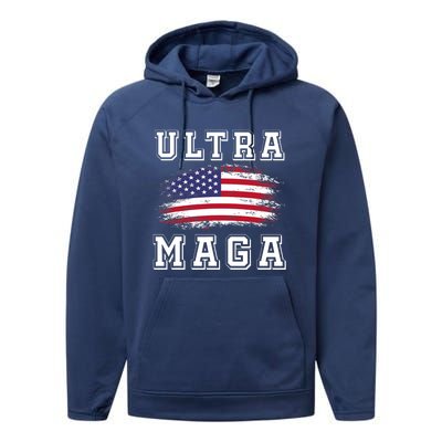 Ultra Maga Donald Trump American Pro Freedom Ultra MAGA Performance Fleece Hoodie