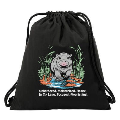 Unbothered Moo Deng Bouncy Pig Drawstring Bag