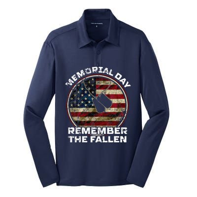 US Memorial Day Remember The Fallen Silk Touch Performance Long Sleeve Polo