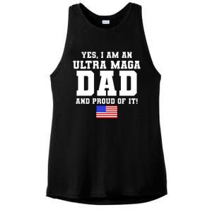 Ultra MAGA Dad And Proud Of It USA Pride Fathers Day 2022 Ladies PosiCharge Tri-Blend Wicking Tank