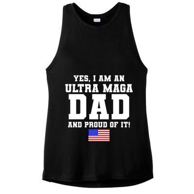 Ultra MAGA Dad And Proud Of It USA Pride Fathers Day 2022 Ladies PosiCharge Tri-Blend Wicking Tank