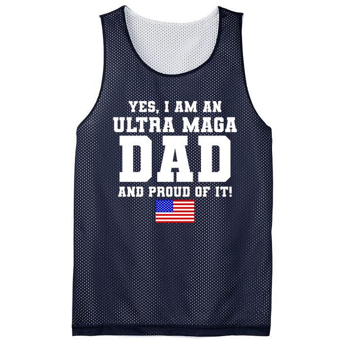 Ultra MAGA Dad And Proud Of It USA Pride Fathers Day 2022 Mesh Reversible Basketball Jersey Tank