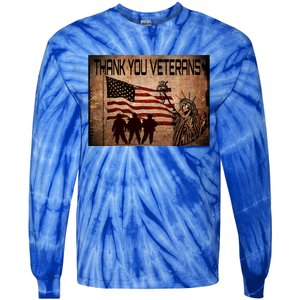 Usa Memorial Day Military Veterans Day We Thank You Funny Gift Tie-Dye Long Sleeve Shirt