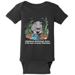 Unbothered Moo Deng Bouncy Pig Meme Cute Baby Hippo Viral Baby Bodysuit