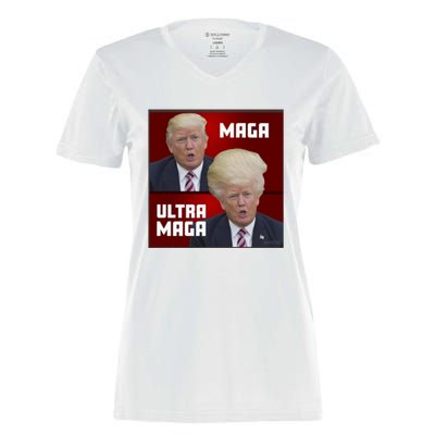 Ultra Maga Donald J Trump Ultra Maga 1 Women's Momentum V-Neck T-Shirt