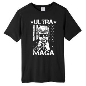 Ultra Maga Donald Trump USA Flag Tall Fusion ChromaSoft Performance T-Shirt