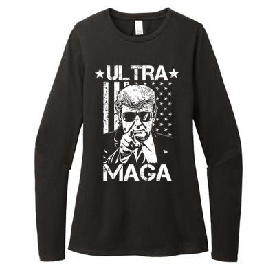 Ultra Maga Donald Trump USA Flag Womens CVC Long Sleeve Shirt