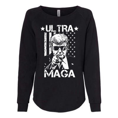 Ultra Maga Donald Trump USA Flag Womens California Wash Sweatshirt