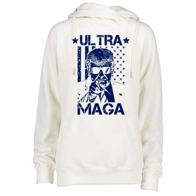 Ultra Maga Donald Trump USA Flag Womens Funnel Neck Pullover Hood