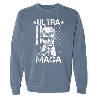 Ultra Maga Donald Trump USA Flag Garment-Dyed Sweatshirt