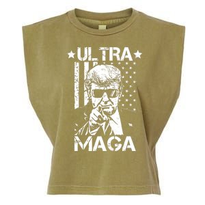 Ultra Maga Donald Trump USA Flag Garment-Dyed Women's Muscle Tee