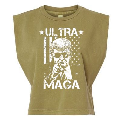 Ultra Maga Donald Trump USA Flag Garment-Dyed Women's Muscle Tee