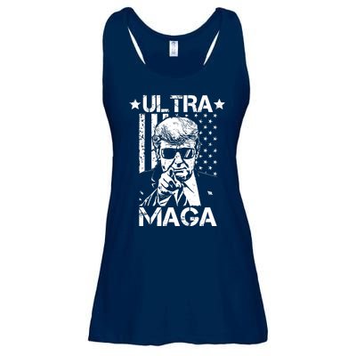 Ultra Maga Donald Trump USA Flag Ladies Essential Flowy Tank