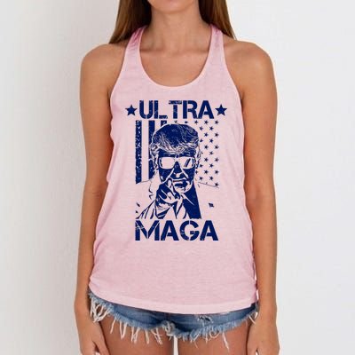 Ultra Maga Donald Trump USA Flag Women's Knotted Racerback Tank