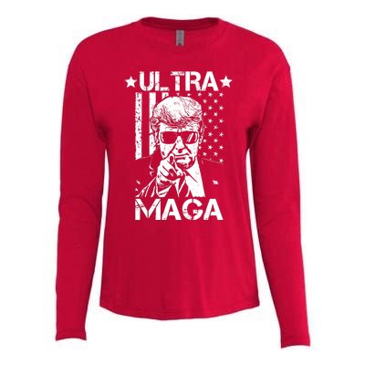 Ultra Maga Donald Trump USA Flag Womens Cotton Relaxed Long Sleeve T-Shirt